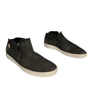 ECCO Sneaker sz 9 Women Faded Black Leather Side Zip Casual Walking Comfort Shoe